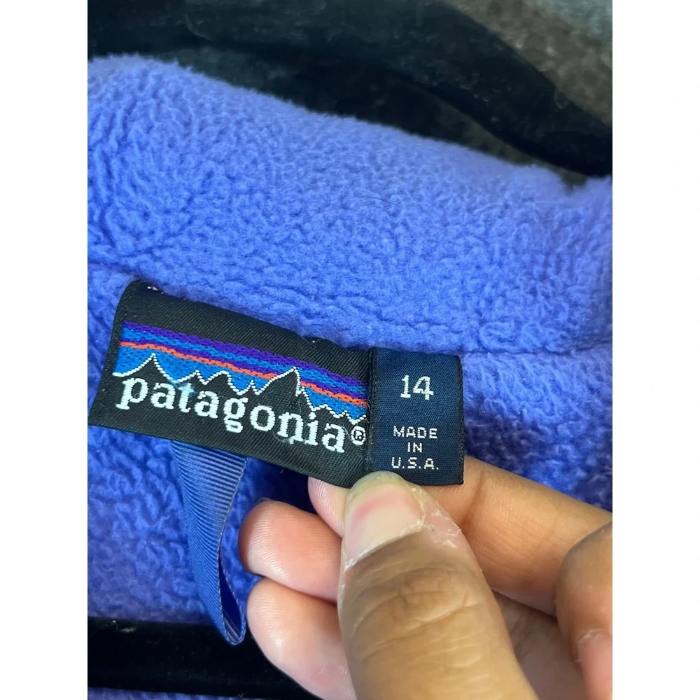 Vintage 90s Patagonia Shelled Synchilla Jacket Youth 14 Red Blue Fleece USA
